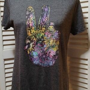 Peace And Love Modern Lux Charcoal Graphic Tee